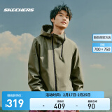 斯凯奇（Skechers）春夏款男子防泼水连帽外套加厚保暖休闲运动户外登山服夹克风衣男 P423M151-01DN雀仔石绿 L