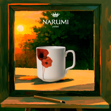 NARUMI日本 鸣海 Spring Field 马克杯330cc 骨瓷 红/蓝花 釉中彩 礼盒 52214-2956 红色花马克杯