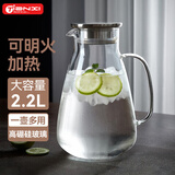 天喜（TIANXI）凉水壶高硼硅玻璃杯大容量冷水杯玻璃茶壶果汁杯节日礼物2.2L