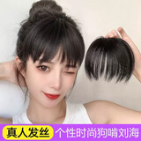 纵美 真发刘海假发女 真人发丝自然前额刘海网红刘海假发无痕刘海假发 真发 狗啃刘海【黑棕色】