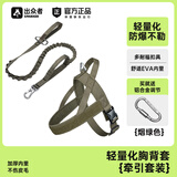 出众者狗背带狗狗牵引绳胸背带狗绳小中型犬夏季狗链柯基柴犬边牧遛狗绳 烟绿色（牵引绳+胸背带） S（建议25-45斤内）