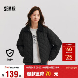 森马（Semir）棉服女灯芯绒翻领菱形格复古2024冬三防宽松轻薄棉衣109724112007