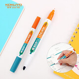 国誉(KOKUYO)进口暗记笔双色荧光记号笔双头学生考试复习重点标记笔 绿/橘 2支 PM-M120-1P
