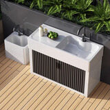 家用整石花园水池阳台大理石水槽户外庭院一体石头洗手盆防水防晒 可支持定制