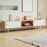 舒歌茶几电视柜落地组合 现代简约小户型客厅实木电视机柜 白色门电视柜 160*30*40CM