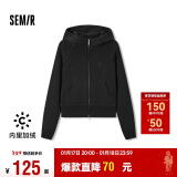 森马（Semir）外套女短款插肩袖小个子潮2024冬季加绒紧身连帽夹克109724108015