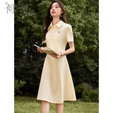 初申夏季polo短袖连衣裙女精致字母刺绣收腰显瘦休闲百搭裙子S52Q014