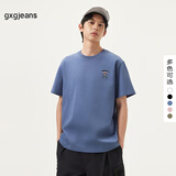 gxg.jeans男装 多色趣味印花时尚简约圆领短袖T恤 蓝色 170/M