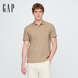 GAP男女装2025春季新款小熊刺绣短袖T恤休常规polo衫美版708395 卡其色 XS 美码 S亚洲码175/88A 【偏小，建议选大一码】