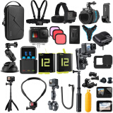 TELESIN适配gopro12配件挂脖gopro11电池充电器兔笼边框旅游骑行支架收纳包胸带自拍杆吸盘入门套装 gopro9/10/11/12全能套装