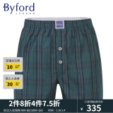 百富（BYFORD）男士阿罗裤内裤精梳棉商场款格纹中腰平角短裤梭织裤衩送礼MW962 MW962绿色带纽扣，一片包臀 L