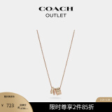 蔻驰（COACH）【礼物】奥莱女士三环经典标志项链 玫瑰金色/粉笔白色