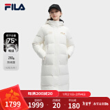 FILA 斐护科技|斐乐女装长款羽绒服冬季休闲简约连帽保暖羽绒外套 云菇白-WT 170/88A/L