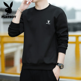 花花公子（PLAYBOY）长袖t恤男士春秋季新款潮流圆领宽松百搭卫衣男简约上衣打底衫男 黑色 Q-SYHH8722WY 3XL 185