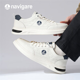 纳维凯尔（Navigare）意大利小帆船男士小白鞋2025新款舒适增高休闲鞋时尚板鞋 白色 41 （顺丰速发）