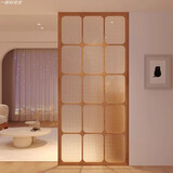 侠友日式实木定制长虹玻璃隔断墙客厅入户门玄关复古新中式海棠花屏风 松木+海棠花玻璃/每平方