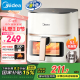 美的（Midea）空气炸锅 免翻面 可视 家用大容量 5L  多功能 不沾易洗 蒸汽嫩炸 MF-KZC5089