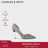 CHARLES&KEITH高跟鞋金属跟单鞋婚鞋女鞋子女新年礼物CK1-60580071 黑叻色 40