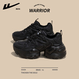 回力老爹鞋女时尚百搭女鞋厚底增高舒适潮流休闲鞋子女 黑色(皮面) 37