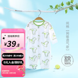 婧麒婴儿连体衣夏装新生男女宝宝夏季衣服纯棉薄款空调服爬服夏天 绿色恐龙 66cm