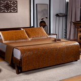 南极人（Nanjiren） 加厚竹席凉席麻将席学生宿舍床席子二三件套1.8米单人床席床上 无包边双牛筋 含枕套三件套180*200cm