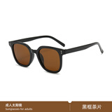 米奇啵啵墨镜 韩版太阳镜 防UV400 驾驶骑行旅游必备男女通用 2025网红款 C4038成人款-黑框茶片