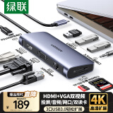 绿联Type-C扩展坞USB-C转HDMI雷电4拓展坞VGA网口转接分线器读卡器通用苹果15/16Mac华为笔记本电脑