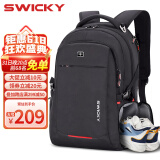 SWICKY瑞士双肩包男士休闲背包大容量商务旅行笔记本电脑包高中学生书包 黑色【独立鞋仓】10%的人选择 大号带外置usb【68%的人选择】