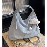 星昔包包女包单肩斜挎包韩版简约森系通勤托特包双肩包通勤包送女友 浅蓝色（不带挂件）