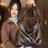 星昔包包女包美拉德大容量2025新款休闲百搭双肩背包女通勤托特包 咖色