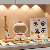 杞乐招财猫乔迁礼物新年搬家玄关摆件客厅钥匙收纳置物架新居礼品装饰 铃铛猫+置物架+相框+小摆件
