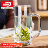 青苹果带把茶杯水杯 啤酒杯扎啤杯 无铅玻璃杯饮料杯可乐杯 320ML