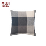 无印良品（MUJI）棉法兰绒 靠垫 抱枕 可拆洗 藏青色格纹 55*59cm