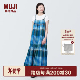 无印良品（MUJI）女式 马德拉斯格纹 吊带连衣裙女装裙子格子裙纯棉全棉 BC2IIA4S 蓝色格纹 M 160/84A