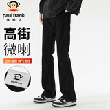 大嘴猴（paul frank）牛仔裤男士夏季高街微喇裤子男修身百搭休闲裤男裤 黑色 3XL