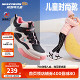 Skechers斯凯奇儿童绒绒靴男女童冬季防滑儿童加绒运动鞋中帮棉靴302527L 女童-鞋口加绒/黑/白/粉红/BKWP 37