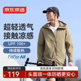 京东京造【超轻凉感透气】防晒服男士夹克外套情侣防晒衣女 丛林绿 XL