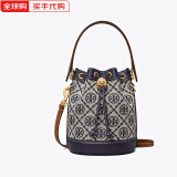 TORY BURCH【娜扎同款】汤丽柏琦女士抽绳水桶包潮流单肩斜挎包 时尚tb女包   生日礼物送女友 生日礼物送男友 海军蓝迷你 80534-405