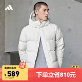 adidas 600蓬拒水防风保暖鸭绒羽绒服面包服男女同款冬季阿迪达斯 汉玉白 L