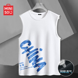 名创优品（MINISO）背心男冰丝速干网眼透气男士坎肩宽松打底汗衫健身运动无袖上衣服 白色(大字母中国右下标) L 175(体重120-140斤左右)
