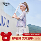 迪士尼（DISNEY）童装儿童女童速干短袖套装T恤运动中裤两件套24夏DB321UE28蓝130