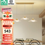 雷士（NVC）现代欧美轻奢创意吊线led吊灯客厅灯餐厅灯餐桌灯灯具灯饰 凌云 三头 24瓦 花瓣型吊灯