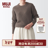 无印良品 MUJI 女式 含牦牛绒骆驼绒圆领毛衣 长袖针织衫秋 冬季 深咖啡棕色 XS -S(155/80A)