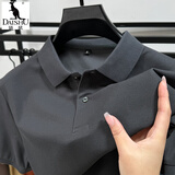 袋鼠夏季纯棉短袖男商务t恤翻领POLO衫男士纯色薄款上衣体恤休闲男装 JXKLYG-F02-9605灰色 XL /52