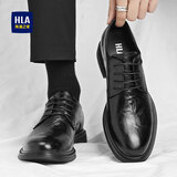 海澜之家（HLA）男士皮鞋男款2025新款商务正装黑色高档牛皮舒适上班结婚新郎皮鞋 黑色（HAAPXM3DAO212） 42 （偏大一码，拍小一码）