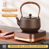 龙善堂铁壶 纯手工铸铁壶铁壶电陶炉煮茶烧水壶家用茶具 槌纹1200ML+友茗堂电陶炉1