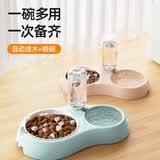 贝初众猫碗宠物碗狗碗狗盆猫咪盆喝水吃饭食盆水盆一体自动饮水机小型犬 绿色中号 耐磨易洗优质不锈钢 可拆卸设计