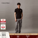 Calvin Klein Jeans夏季男士商务半开襟翻领ck字母印花透气短袖POLO衫J319635 BEH-黑色 S  （建议110-130斤）