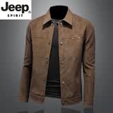 JEEP SPIRIT欧洲站麂皮绒新款外套男春秋季高品质时尚韩版修身皮衣休闲夹克潮 卡其色 XL