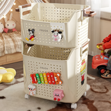 纳鸣儿童玩具收纳箱大容量宝宝毛绒玩具收纳筐家用零食玩偶积木储物箱 奶油白【实惠装】-带滑轮